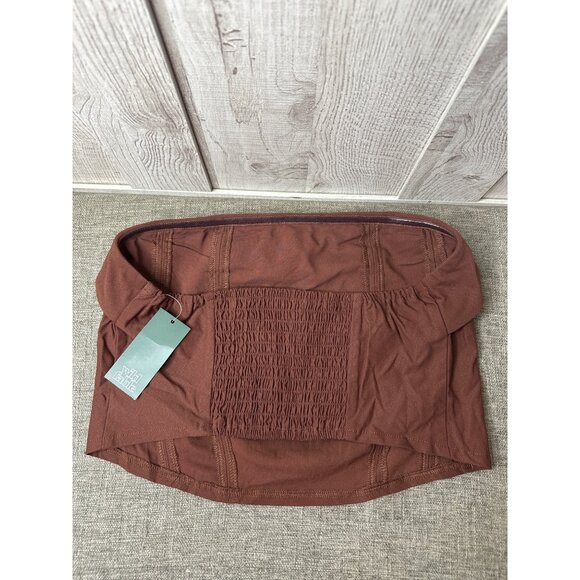 Wild Fable Brown Denim Strapless Smocked Tube Top Size XXL Summer Cruise Beach - Picture 2 of 7